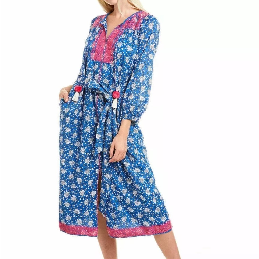 J. Crew Blue and pink Kaftan dress